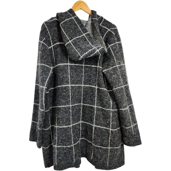 CYRUS Windowpane Plaid Open Front Cardigan L Sweater Coat Stretch Comfy Coatigan - Picture 3 of 7